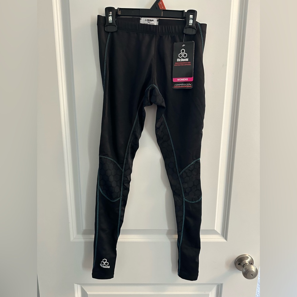 McDavid women’s compression Black Leggings with Teal Accents